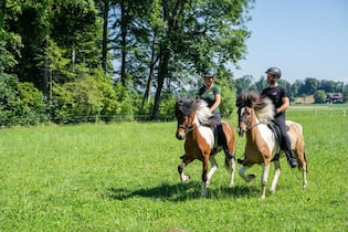 Die Schweiz ist im «Isi»-Fieber Im Gleichschritt. Früher traten sie gegeneinander an, heute spannen sie zusammen: Catherine Mynn auf Fjarki (l.) und Roman Spieler auf Árvakur.