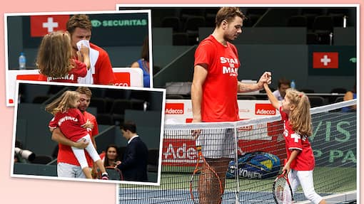 Stan Wawrinka mit Tochter Alexia Davis Cup