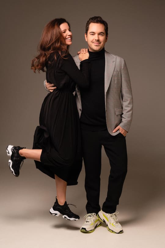 Tina Weirather und Fabio Nay - November 2021 - Copyright Olivia Pulver - Styling Arianna Pianca - H&M Jehan Radwan - Fotoassistenz Corinne Wenger Outfit Credits: Tina: Kleid: MateÌriel by Jelmoli Schuhe: Karl Lagerfeld by Zalando Fabio: Pullover: Scotch & Soda by Jelmoli Blazer: Eleventy by Globus Hose: Sandro by Globus Schuhe: The Kooples by Zalando