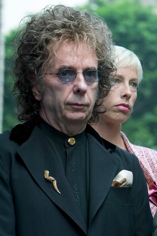 Record Producer Phil Spector was indicted today for the murder of movie actress and House of Blues hostess Lana Clarkson. Spector read a prepared statement professing his innocence in Clarkson's death which happened at his Alhambra mansion on February 3, 2003. He is free on $1 million dollar bond. (Photo by Ted Soqui/Corbis via Getty Images)