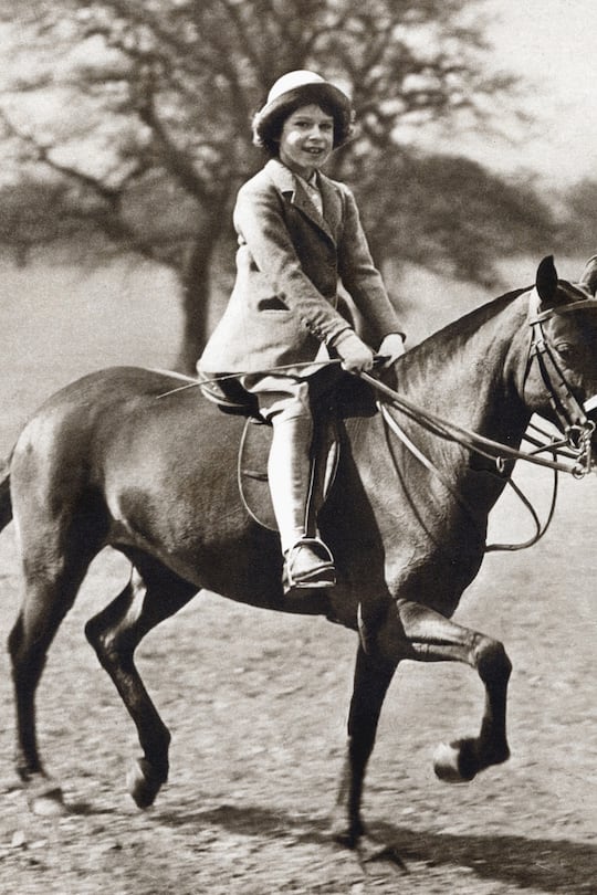 Princess Elizabeth (Elizabeth II of Great Britain from 1952) as a child, riding her pony in Windsor Great Park Windsor, circa 1934. (Photo by Universal History Archive/Getty Images)