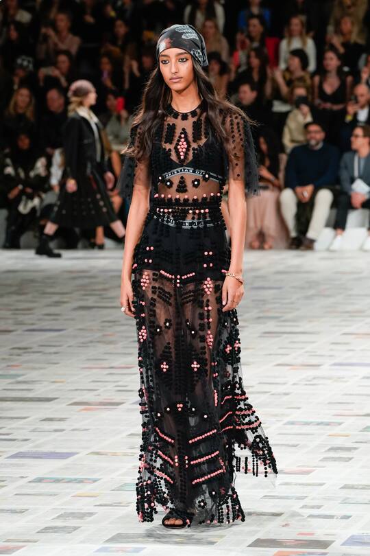 PARIS, FRANCE - FEBRUARY 25: (EDITORIAL USE ONLY) A model walks the runway during the Dior show as part of the Paris Fashion Week Womenswear Fall/Winter 2020/2021 on February 25, 2020 in Paris, France. (Photo by Peter White/Getty Images)
