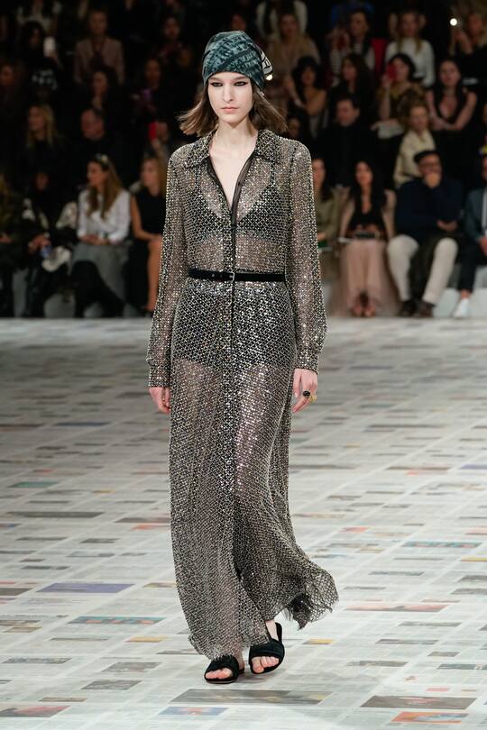 PARIS, FRANCE - FEBRUARY 25: (EDITORIAL USE ONLY) A model walks the runway during the Dior show as part of the Paris Fashion Week Womenswear Fall/Winter 2020/2021 on February 25, 2020 in Paris, France. (Photo by Peter White/Getty Images)
