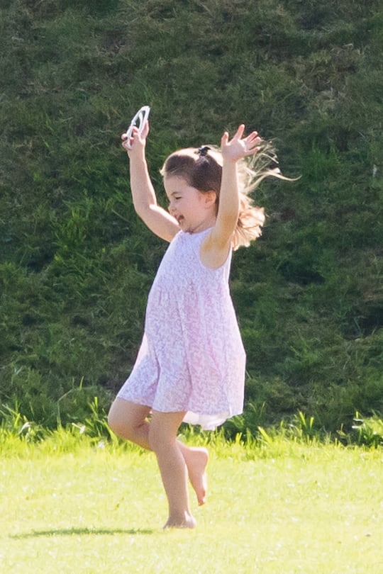 GLOUCESTER, ENGLAND - JUNE 10: Princess Charlotte of Cambridge attends the Maserati Royal Charity Polo Trophy at Beaufort Park on June 10, 2018 in Gloucester, England. (Photo by Samir Hussein/WireImage)