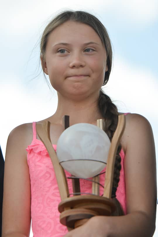 A 16-year-old Swedish climate activist Greta Thunberg receives the 2019 Freedom Award Ceremony, in Abbaye-aux-Dames, Caen.On Sunday, July 21, 2019, in Caen, Normandy, France. (Photo by Artur Widak/NurPhoto)
