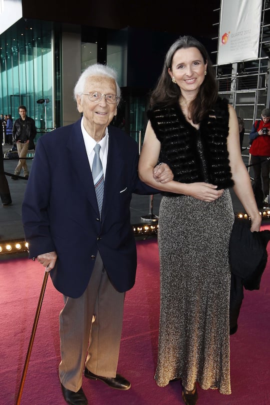 Walter Roderer mit Nationalrätin Yvette Estermann KKL Luzern Schweizer Filmpreis 2012