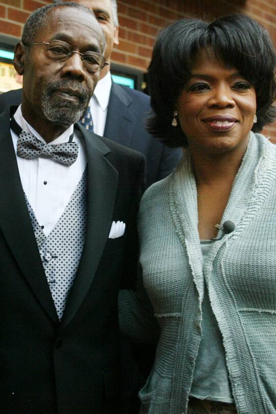 NASHVILLE, TN - MAY 2: Vernon Winfrey and daughter Oprah Winfrey arrive at the opening of Charlie's War at the Nashville Film Festival at the Green Hills Regal Cinema May 2, 2003, in Nashville, Tennessee. (Photo by Adriane Jaeckle/Getty Images)