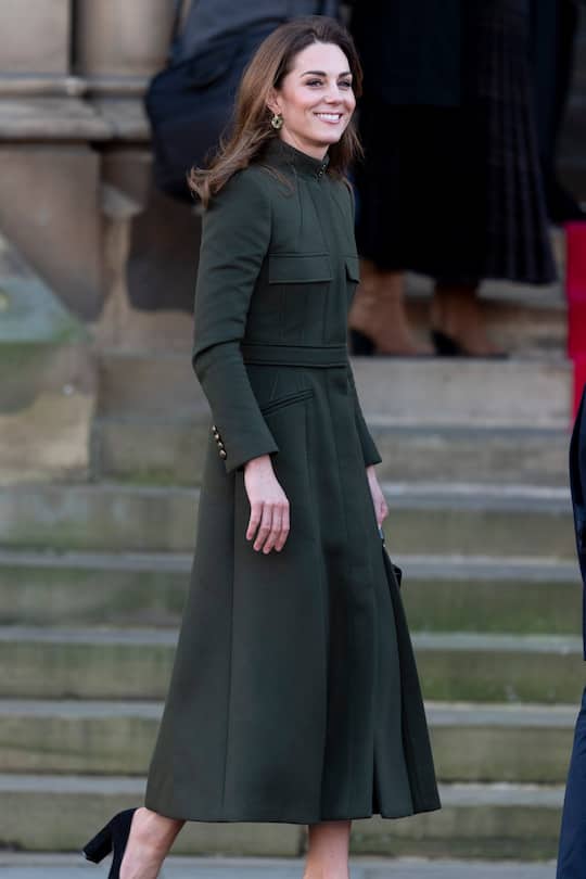 BRADFORD, ENGLAND - JANUARY 15: Catherine, Duchess of Cambridge visits City Hall in Bradfords Centenary Square where she met members of the public on a walkabout on January 15, 2020 in Bradford, United Kingdom. (Photo by Mark Cuthbert/UK Press via Getty Images)