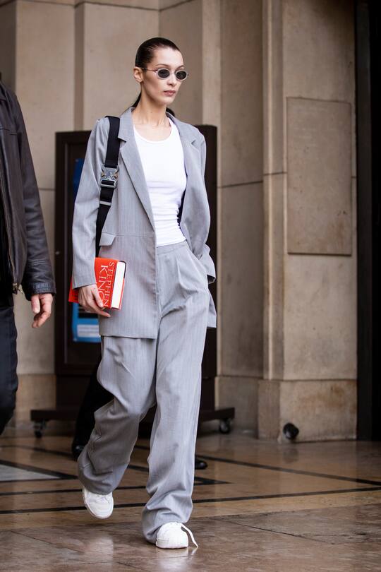 PARIS, FRANCE - MARCH 02: Bella Hadid is seen outside Haider Ackermann on Day 6 Paris Fashion Week Autumn/Winter 2019/20 on March 2, 2019 in Paris, France. (Photo by Claudio Lavenia/Getty Images)
