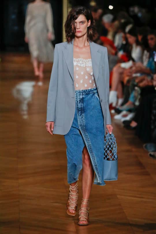 PARIS, FRANCE - SEPTEMBER 30: A model walks the runway during the Stella McCartney Ready to Wear Spring/Summer 2020 fashion show as part of Paris Fashion Week on September 30, 2019 in Paris, France. (Photo by Victor VIRGILE/Gamma-Rapho via Getty Images)