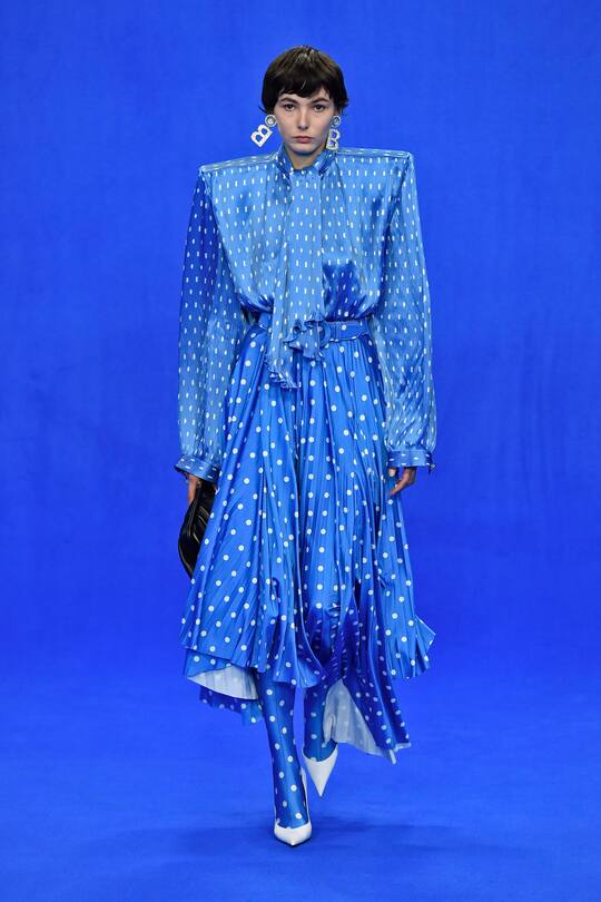 PARIS, FRANCE - SEPTEMBER 29: A model walks the runway during the Balenciaga Ready to Wear Spring/Summer 2020 fashion show as part of Paris Fashion Week on September 29, 2019 in Paris, France. (Photo by Victor VIRGILE/Gamma-Rapho via Getty Images)