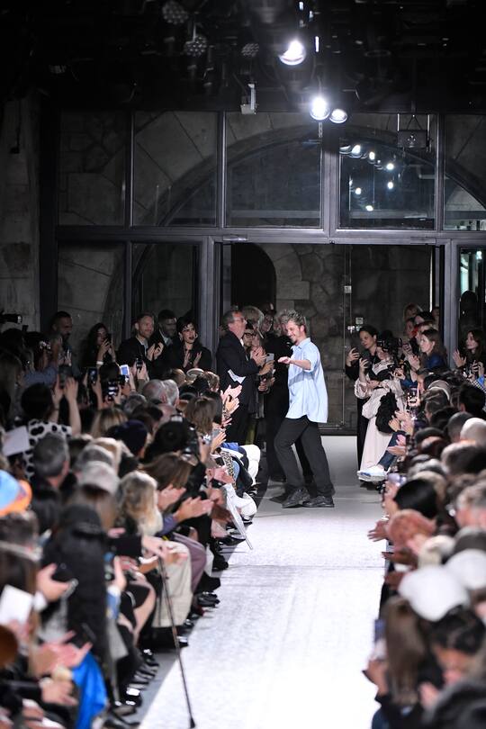 PARIS, FRANCE - SEPTEMBER 26: Fashion designer Glenn Martens walks the runway during the Y/Project Ready to Wear Spring/Summer 2020 fashion show as part of Paris Fashion Week on September 26, 2019 in Paris, France. (Photo by SAVIKO/Gamma-Rapho via Getty Images)