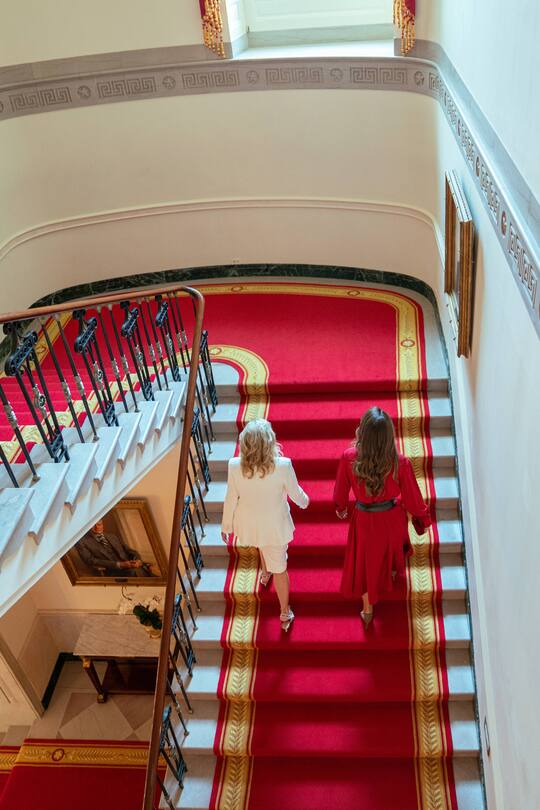 19-07-2021 Queen Rania Al Abdullah met with the First Lady of the United States, Dr. Jill Biden, at the White House PUBLICATIONxINxGERxSUIxAUTxONLY Copyright: xPPEx