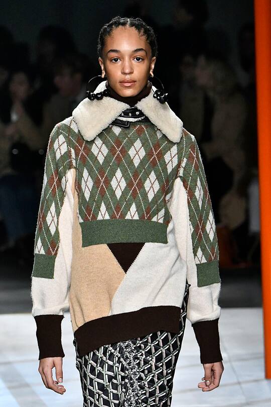 LONDON, ENGLAND - FEBRUARY 17: A model walks the runway at the Preen by Thornton Bregazzi Ready to Wear Fall/Winter 2019-2020 fashion show during London Fashion Week February 2019 on February 17, 2019 in London, England. (Photo by Victor VIRGILE/Gamma-Rapho via Getty Images)