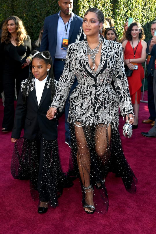 HOLLYWOOD, CALIFORNIA - JULY 09: (L-R) Blue Ivy Carter and Beyoncé attends the premiere of Disney's "The Lion King" at Dolby Theatre on July 09, 2019 in Hollywood, California. (Photo by Kevin Winter/Getty Images)