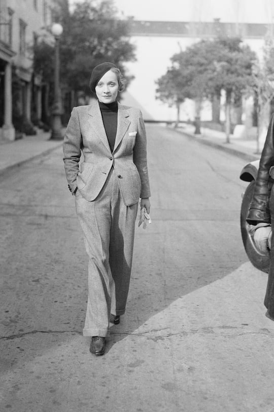 (Original Caption) Marlene Dietrich leaving the Paramount Studio after a day's work.