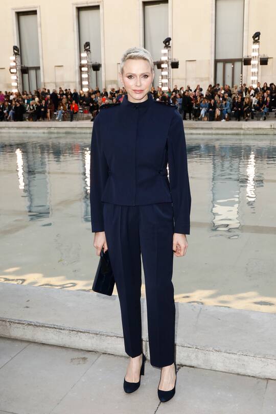 PARIS, FRANCE - OCTOBER 01: (EDITORIAL USE ONLY - For Non-Editorial use please seek approval from Fashion House) Princess Charlene of Monaco attends the Akris Womenswear Spring/Summer 2023 show as part of Paris Fashion Week  on October 01, 2022 in Paris, France. (Photo by Julien Hekimian/Getty Images)