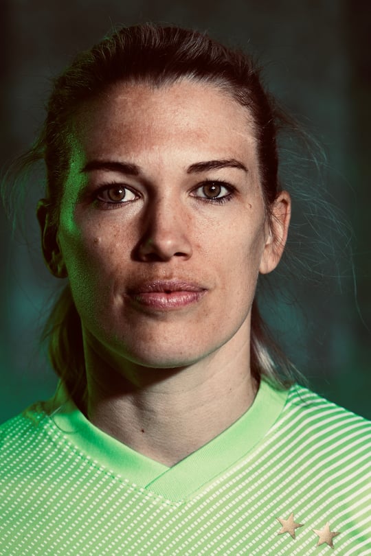 WOLFSBURG, GERMANY - MARCH 18: Lara Dickenmann of Wolfsburg poses during the UEFA Women's Champions League Portraits at Wolfsburg Training Ground on March 18, 2021 in Wolfsburg, Germany. (Photo by Boris Streubel - UEFA/UEFA via Getty Images)