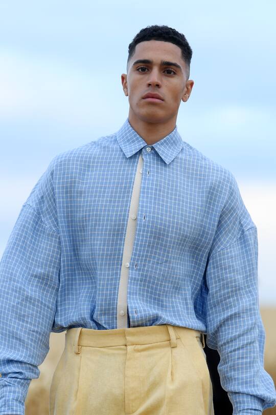 PARIS, FRANCE - JULY 16: A model walks on the runway during "L'Amour" : Jacquemus Spring-Summer 2021 Show on July 16, 2020 in Paris, France. (Photo by Pascal Le Segretain/Getty Images)