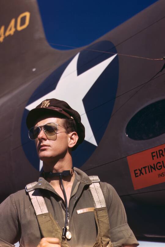 F.W. Hunter, Army Test Pilot, Douglas Aircraft Company, Long Beach, California, USA, Alfred T. Palmer for Office of War Information, October 1942. (Photo by: GHI/Universal Images Group via Getty Images)