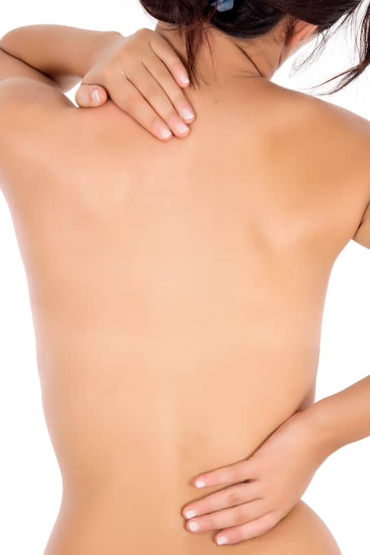 Pain in the back on white background