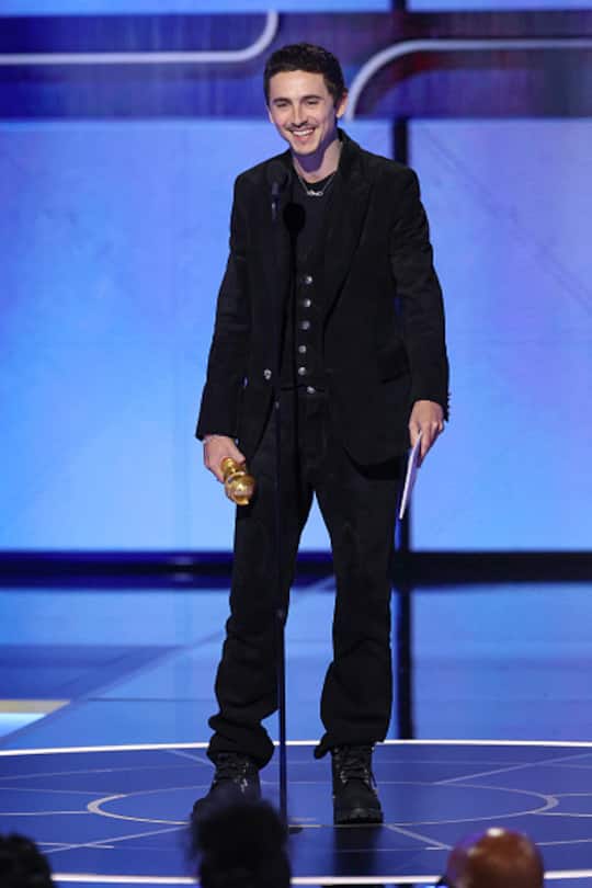 Der Schauspieler Timothée Chalamet hat für seine Rolle in «Marty Supreme» einen Golden Globe erhalten. (Photo by Kevork Djansezian/CBS via Getty Images)