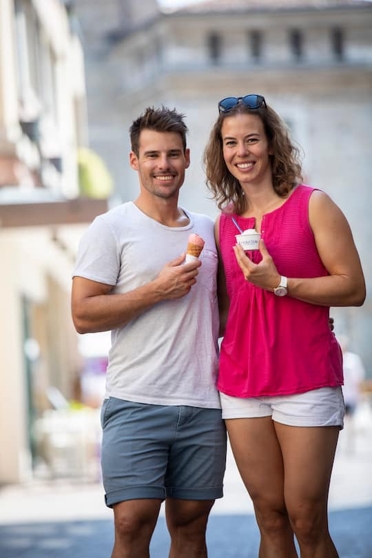 2020 Michelle Gisin und Luca de Allprandini am Gardasee