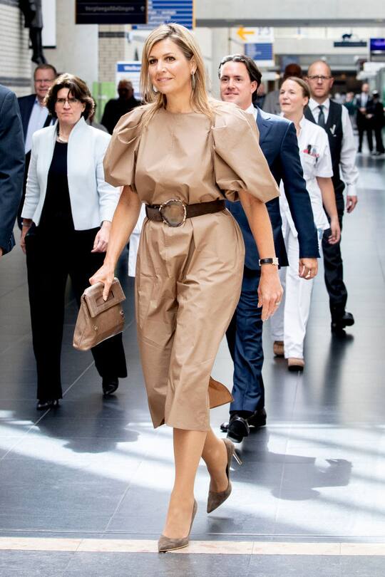 AMSTERDAM, NETHERLANDS - MAY 26: Queen Maxima of The Netherlands visits the OLVG Hospital to get informed about digital care on May 26, 2020 in Amsterdam, Netherlands. (Photo by Patrick van Katwijk/BSR Agency/Getty Images)