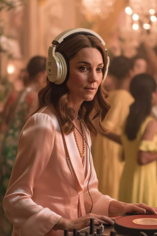 Prinzessin Kate als DJane auf der Krönungsparty.