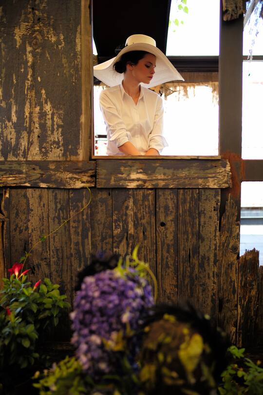 Designerin Gigi Burris an ihrer Hut-Präsentation am 4. September 2014 in New York.