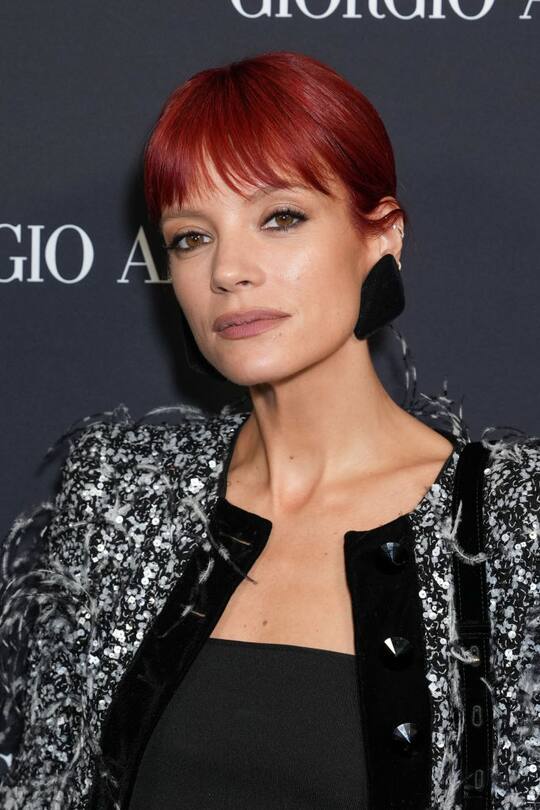 Lily Allen at the Giorgio Armani RTW Spring 2025 fashion show held at the Park Avenue Armory on October 17, 2024 in New York, New York. (Photo by John Nacion/WWD via Getty Images)