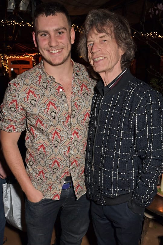 LONDON, ENGLAND - MARCH 12: whynow Founder Gabriel Jagger and Sir Mick Jagger attend the launch of new positive media platform 'whynow' at Petersham Nurseries on March 12, 2020 in London, England. (Photo by David M. Benett/Dave Benett/Getty Images for whynow)