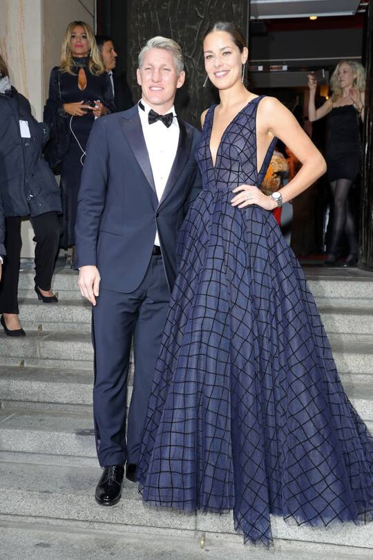 BERLIN, GERMANY - NOVEMBER 08: Bastian Schweinsteiger and his wife Ana Schweinsteiger arrive for the 20th GQ Men of the Year Award at Komische Oper on November 8, 2018 in Berlin, Germany. (Photo by Andreas Rentz/Getty Images for GQ Germany)
