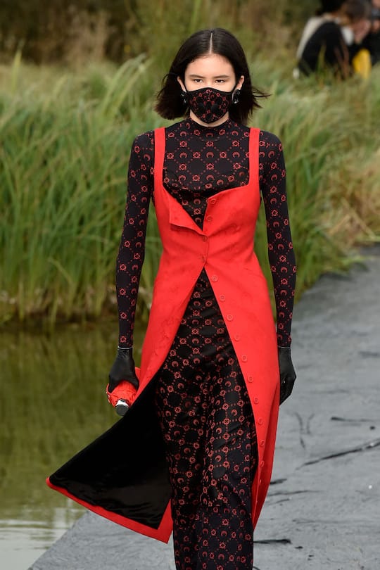 PARIS, FRANCE - SEPTEMBER 24: A model walks the runway during the Marine Serre Womenswear Spring/Summer 2020 show as part of Paris Fashion Week on September 24, 2019 in Paris, France. (Photo by Aurelien Meunier/Getty Images)