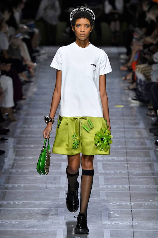 MILAN, ITALY - SEPTEMBER 20: A model walks the runway at the Prada Ready to Wear fashion show during Milan Fashion Week Spring/Summer 2019 on September 20, 2018 in Milan, Italy. (Photo by Victor VIRGILE/Gamma-Rapho via Getty Images)