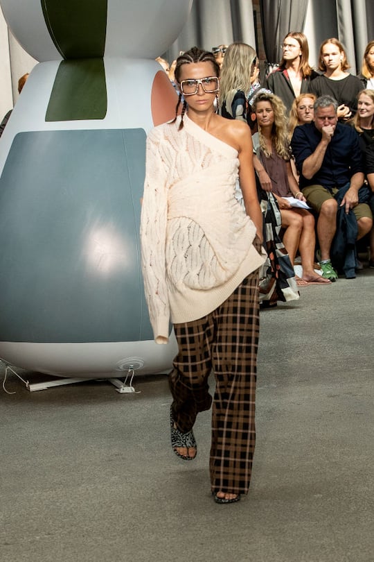 COPENHAGEN, DENMARK - AUGUST 07: A model walks the runway at the Munthe show during the Copenhagen Fashion Week Spring/Summer 2020 on August 07, 2019 in Copenhagen, Denmark. (Photo by Yuliya Christensen/Getty Images)