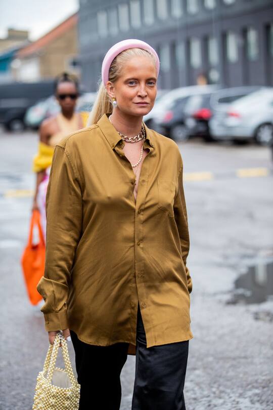 COPENHAGEN, DENMARK - AUGUST 08: Nathalie Helgerud is seen outside Baum und Pferdgarten during Copenhagen Fashion Week Spring/Summer 2020 on August 08, 2019 in Copenhagen, Denmark. (Photo by Christian Vierig/Getty Images)