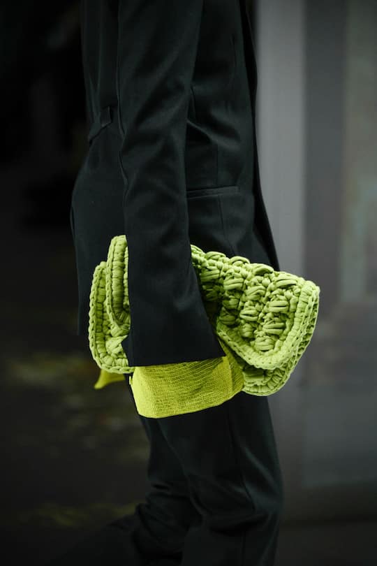 MILAN, ITALY - FEBRUARY 22: A model walks the runway during the Bottega Veneta fashion show as part of Milan Fashion Week Fall/Winter 2020-2021 on February 22, 2020 in Milan, Italy. (Photo by Victor VIRGILE/Gamma-Rapho via Getty Images)