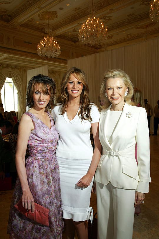 PALM BEACH, FL - FEBRUARY 4: (TABS OUT) Ines Knauss, Melania Trump, and Audrey Gruss attend the Valentino Fashion Luncheon benefitting Boy's Club of New York at Mar-a-Lago February 4, 2005 in Palm Beach Florida. (Photo by Lucien Capehart Photography, Inc/Getty Images)
