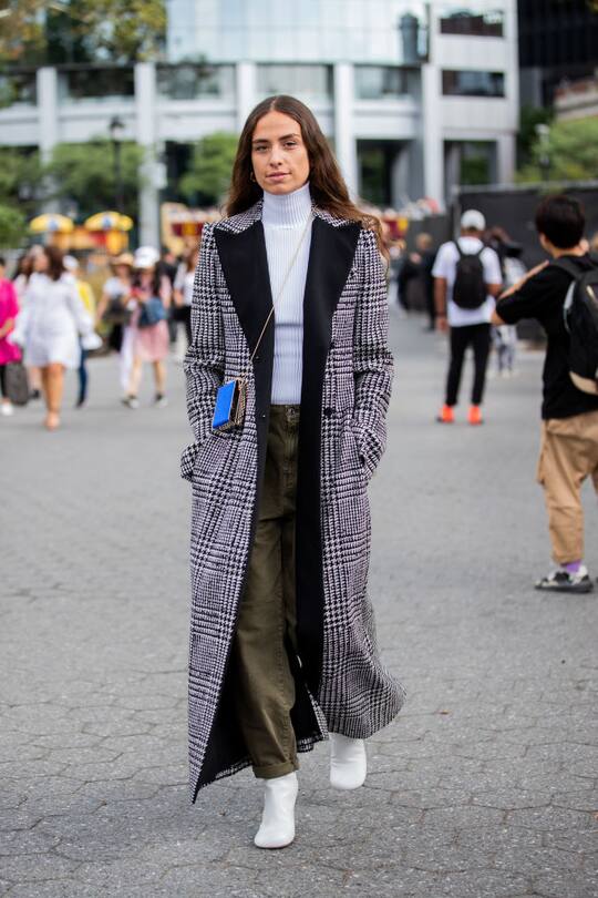 NEW YORK, NEW YORK - SEPTEMBER 09: Erika Boldrin is seen wearing grey plaid coat outside Carolina Herrera during New York Fashion Week September 2019 on September 09, 2019 in New York City. (Photo by Christian Vierig/Getty Images)