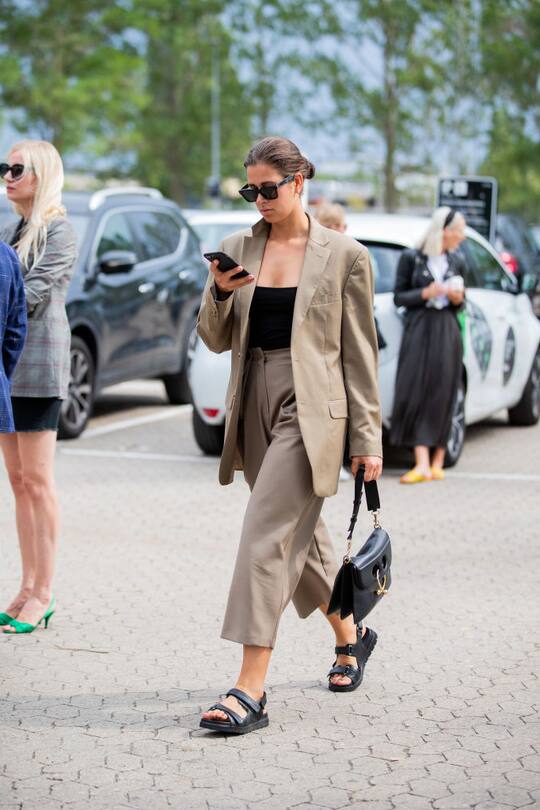 COPENHAGEN, DENMARK - AUGUST 07: Elisa Schenke is seen wearing beige pants, blazer outside Munthe during Copenhagen Fashion Week Spring/Summer 2020 on August 07, 2019 in Copenhagen, Denmark. (Photo by Christian Vierig/Getty Images)