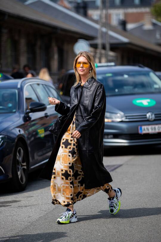 COPENHAGEN, DENMARK - AUGUST 07: A guest is seen outside Holzweiler during Copenhagen Fashion Week Spring/Summer 2020 on August 07, 2019 in Copenhagen, Denmark. (Photo by Christian Vierig/Getty Images)