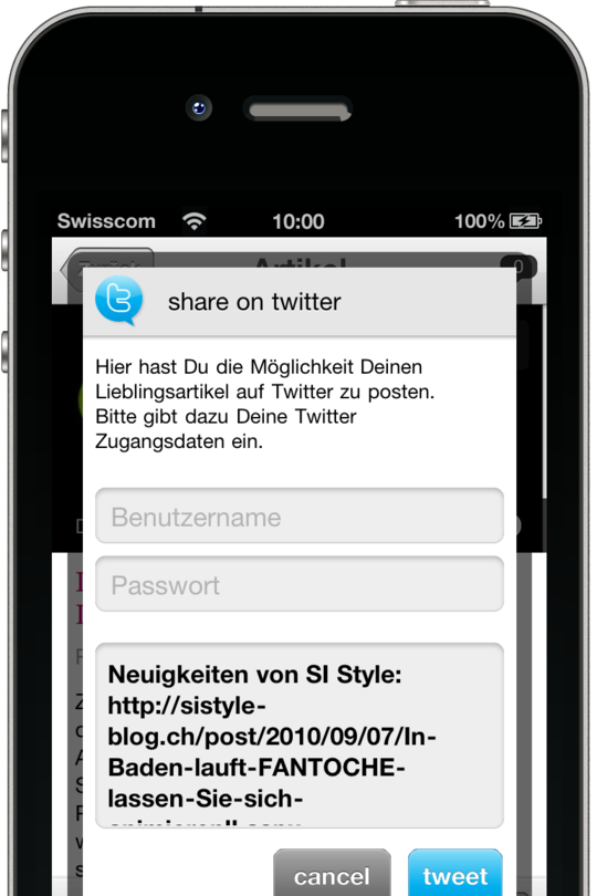 iApp für SI Style - Twitter