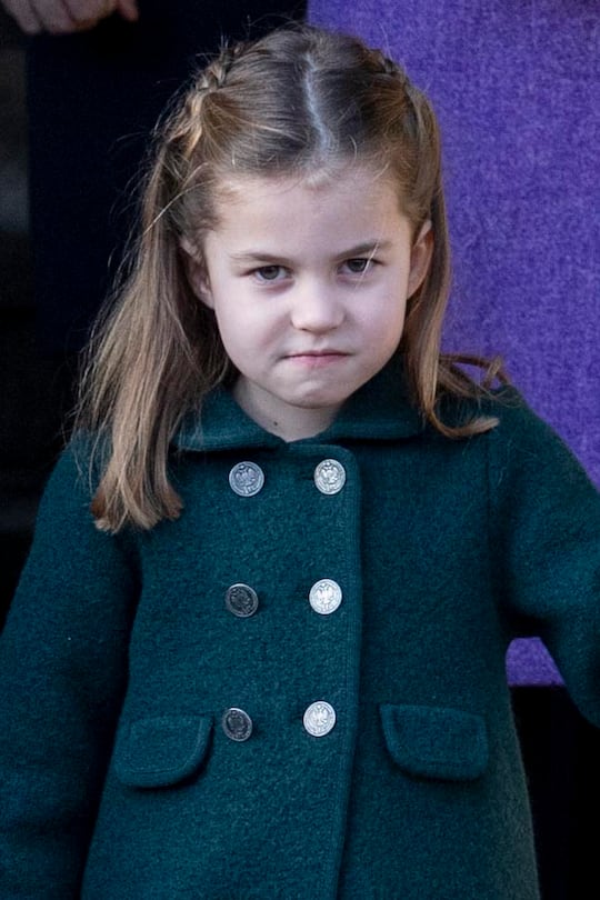 KING'S LYNN, ENGLAND - DECEMBER 25: Princess Charlotte of Cambridge attends the Christmas Day Church service at Church of St Mary Magdalene on the Sandringham estate on December 25, 2019 in King's Lynn, United Kingdom. (Photo by Mark Cuthbert/UK Press via Getty Images)