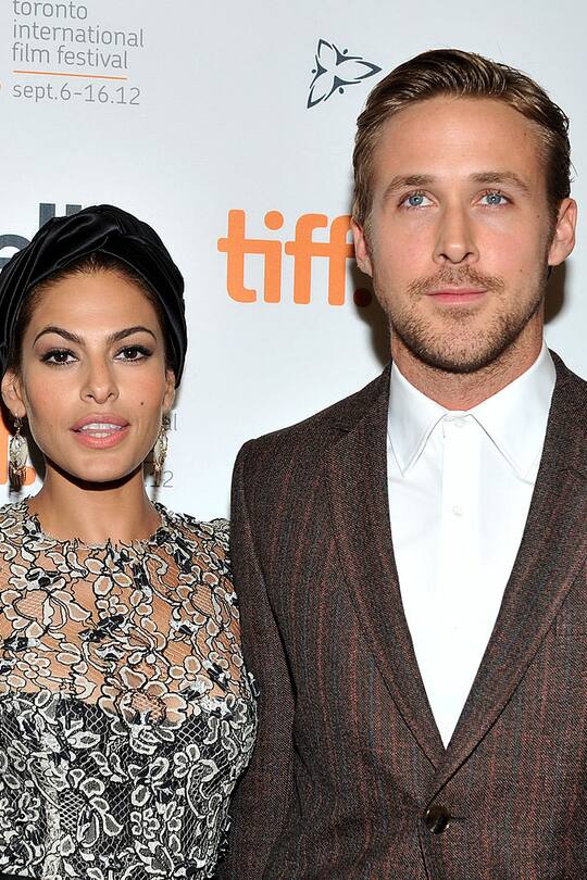 TORONTO, ON - SEPTEMBER 07: Actors Eva Mendes and Ryan Gosling attend "The Place Beyond The Pines" premiere during the 2012 Toronto International Film Festival at Princess of Wales Theatre on September 7, 2012 in Toronto, Canada. (Photo by Sonia Recchia/Getty Images)