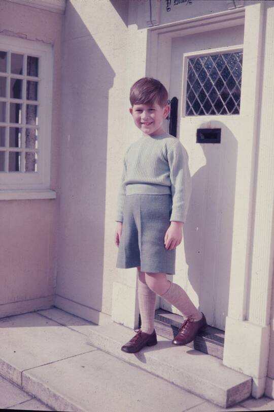 The young Prince Charles outside the little Welsh Cottage at the Royal Lodge at Windsor. (Photo by © Hulton-Deutsch Collection/CORBIS/Corbis via Getty Images)