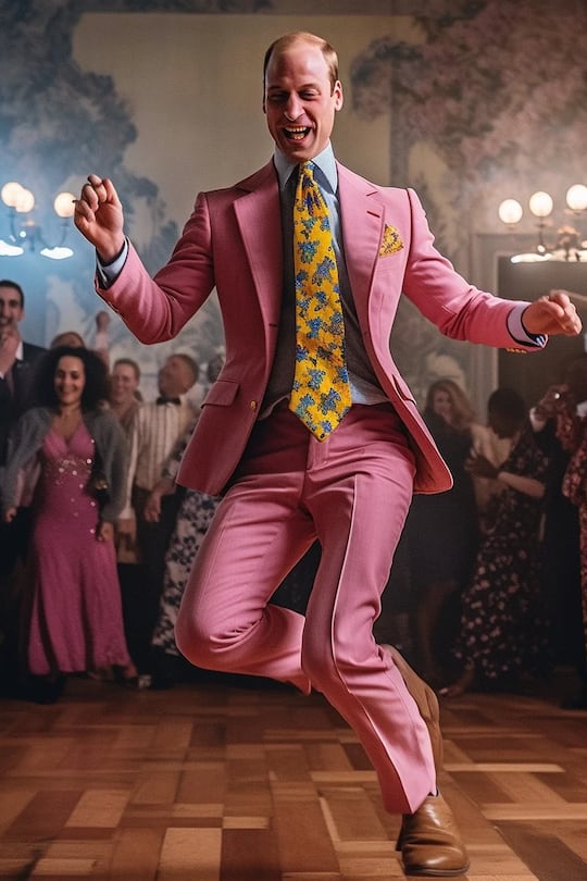 Prinz William via KI auf der Tanzfläche.