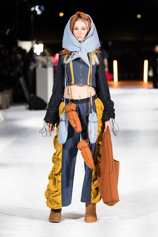 a model on an icy runway