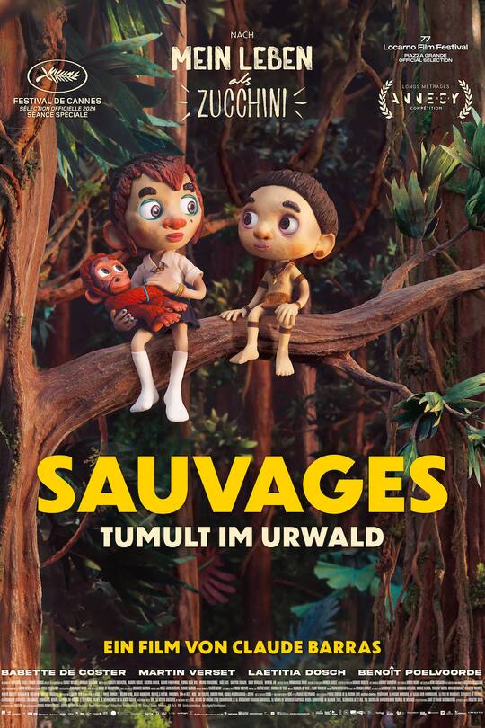 Film poster with two anime kids sitting on a tree