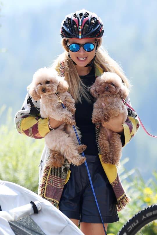 Michelle Hunziker mit ihren Hunden Zwergpudel Lilly und Leone